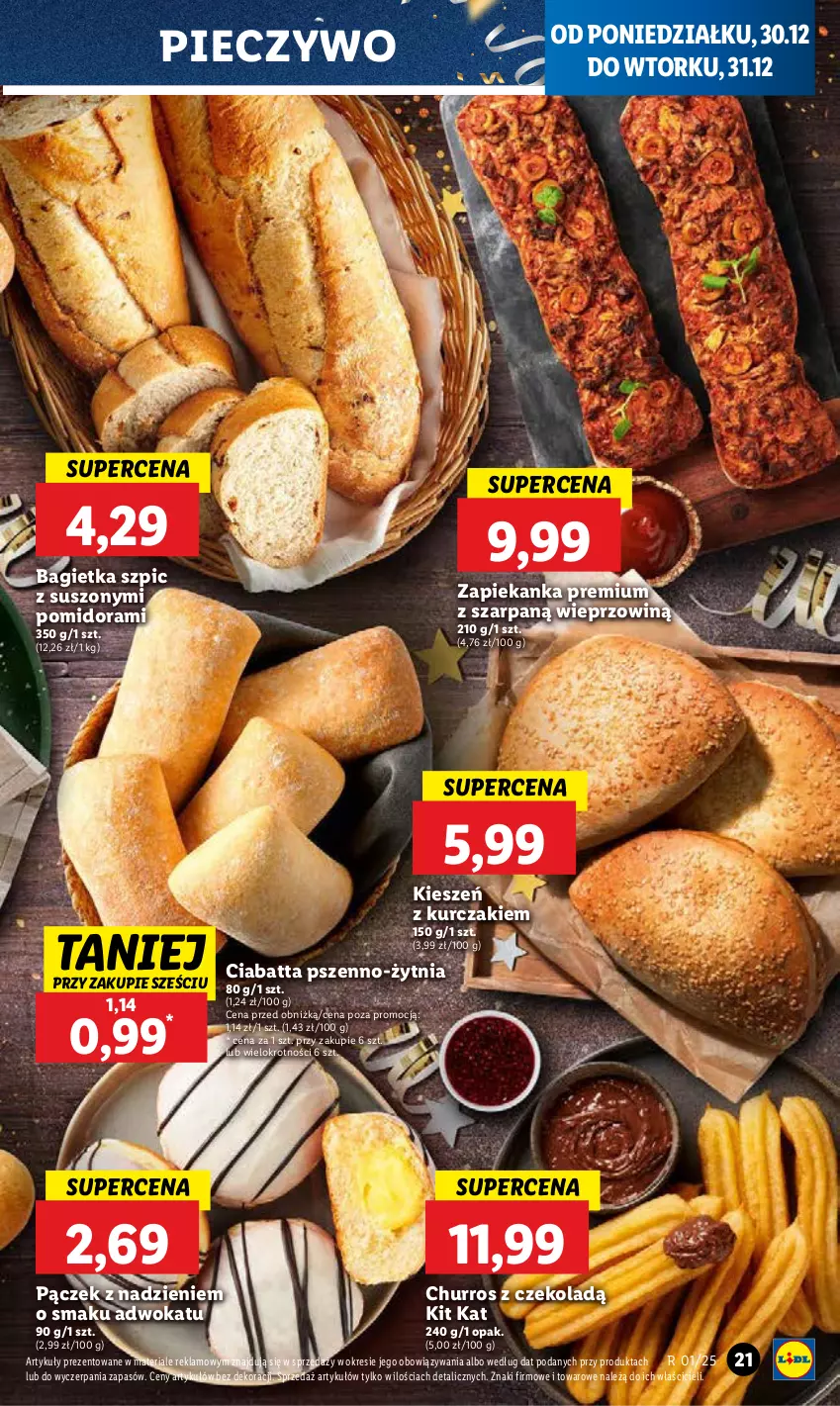 Gazetka promocyjna Lidl - GAZETKA - ważna 30.12 do 31.12.2024 - strona 23 - produkty: Bagietka, Ciabatta, Kit Kat, Kurczak, Pączek, Piec, Pieczywo, Szpic, Zapiekanka