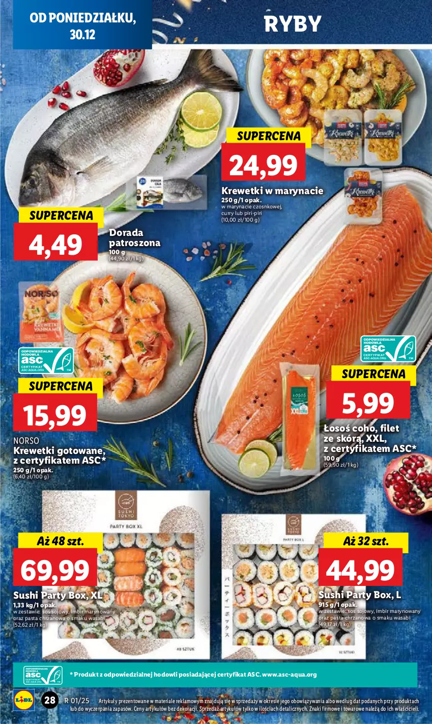 Gazetka promocyjna Lidl - GAZETKA - ważna 30.12 do 31.12.2024 - strona 32 - produkty: Chrzan, Imbir, Krewetki, Sos, Sos sojowy, Sushi, Wasa