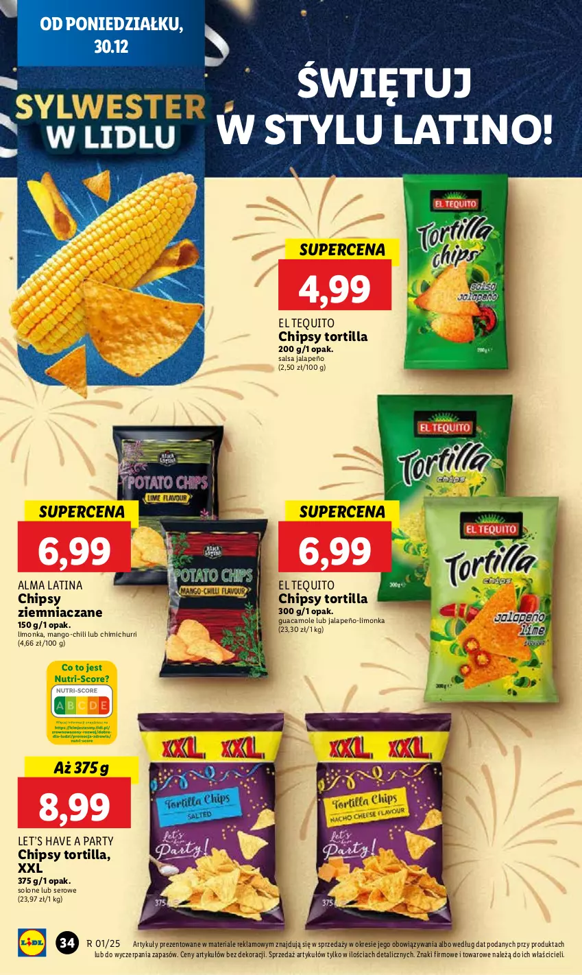 Gazetka promocyjna Lidl - GAZETKA - ważna 30.12 do 31.12.2024 - strona 38 - produkty: Amol, Chipsy, Limonka, Mango, Salsa, Ser, Tortilla