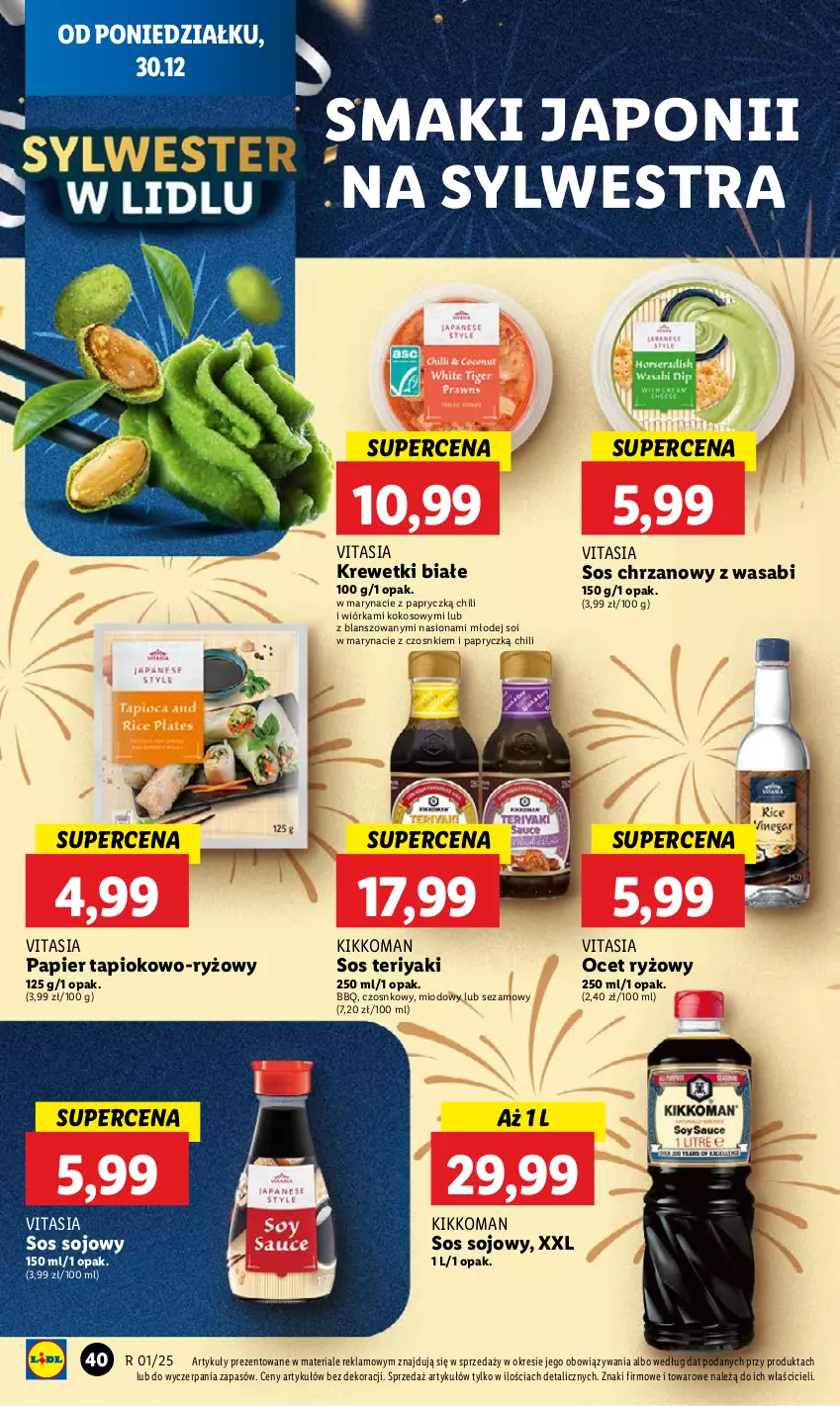 Gazetka promocyjna Lidl - GAZETKA - ważna 30.12 do 31.12.2024 - strona 44 - produkty: Chrzan, Kokos, Krewetki, Ocet, Ocet ryżowy, Papier, Ryż, Sezam, Sos, Sos sojowy, Wasa