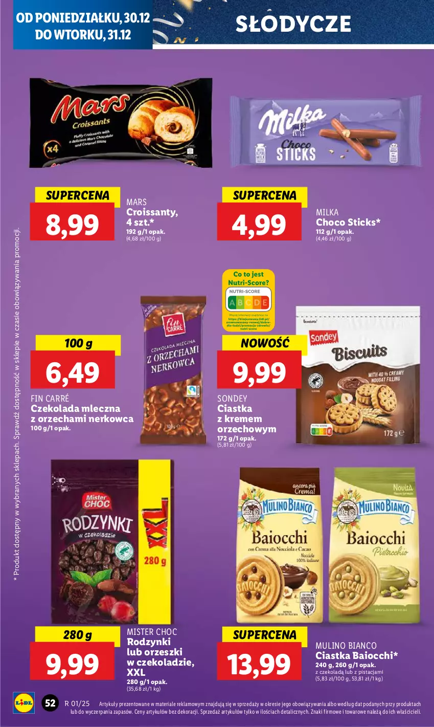 Gazetka promocyjna Lidl - GAZETKA - ważna 30.12 do 31.12.2024 - strona 58 - produkty: Ciastka, Croissant, Czekolada, Czekolada mleczna, Mars, Milka, Orzeszki, Rodzynki