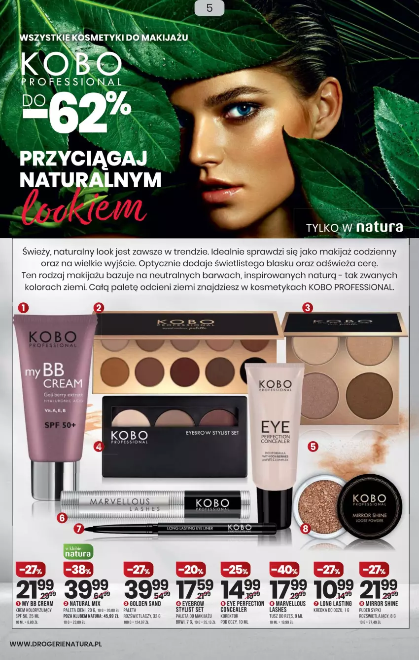 Gazetka promocyjna Drogerie Natura - Gazetka Drogerie Natura - ważna 10.03 do 23.03.2022 - strona 5 - produkty: KOBO, Kredka, Lion, Makijaż, Paleta, Puder, Rozświetlacz, Tusz