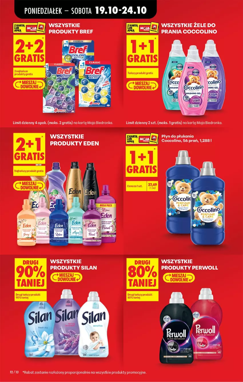 Gazetka promocyjna Biedronka - Od Poniedziałku - ważna 19.10 do 24.10.2026 - strona 16 - produkty: Bref, Coccolino, Gra, Perfum, Perwoll, Płyn do płukania, Por, Silan