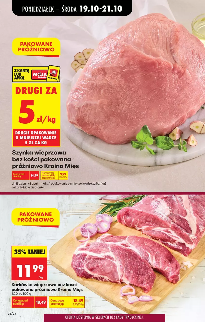 Gazetka promocyjna Biedronka - Od Poniedziałku - ważna 19.10 do 24.10.2026 - strona 28 - produkty: Karkówka wieprzowa, Szynka, Szynka wieprzowa