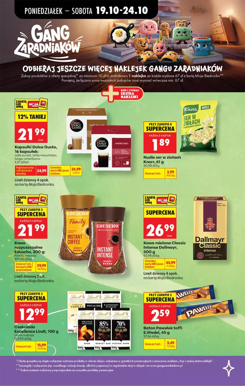 Gazetka promocyjna Biedronka - Od Poniedziałku - ważna 19.10 do 24.10.2026 - strona 44 - produkty: Baton, Chia, Dallmayr, Dolce Gusto, Kawa, Kawa mielona, Klej, Knorr, Lindt, Mięta, Mus, Ser