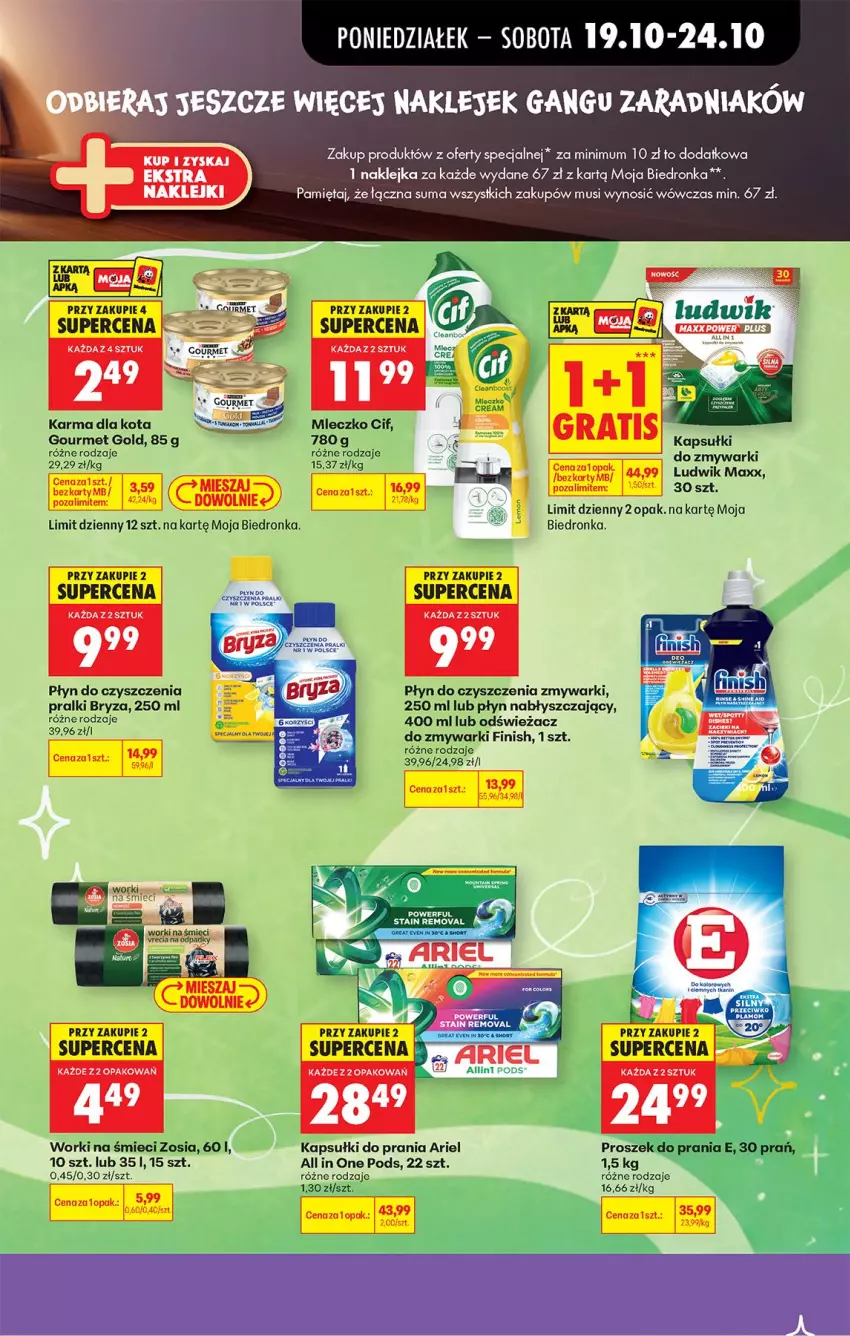 Gazetka promocyjna Biedronka - Od Poniedziałku - ważna 19.10 do 24.10.2026 - strona 47 - produkty: Ariel, Bryza, Cif, Finish, Gourmet Gold, Kapsułki do prania, Klej, Ludwik, Mięta, Mleczko, Mus, Płyn nabłyszczający, Pralki, Proszek do prania, Worki na śmiec, Worki na śmieci, Zmywarki