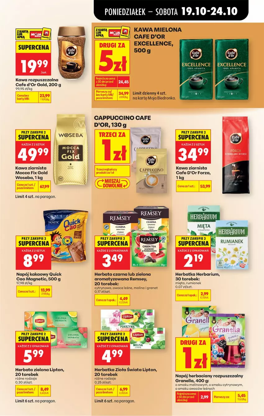 Gazetka promocyjna Biedronka - Od Poniedziałku - ważna 19.10 do 24.10.2026 - strona 69 - produkty: Be Be, BIC, Cappuccino, Fa, Gra, Granat, Herbata, Herbata czarna, Kakao, Kawa, Kawa mielona, Kawa rozpuszczalna, Kawa ziarnista, Lipton, Mięta, Mocca Fix Gold, Napój, Owoce, Rum, Woseba