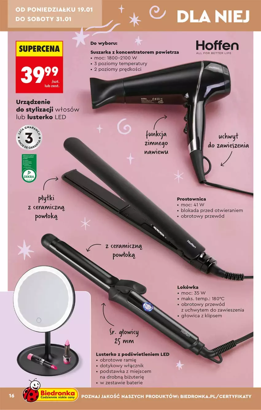 Gazetka promocyjna Biedronka - Okazje Tygodnia - ważna 17.01 do 31.01.2026 - strona 16 - produkty: Lokówka, Przewód, Suszarka