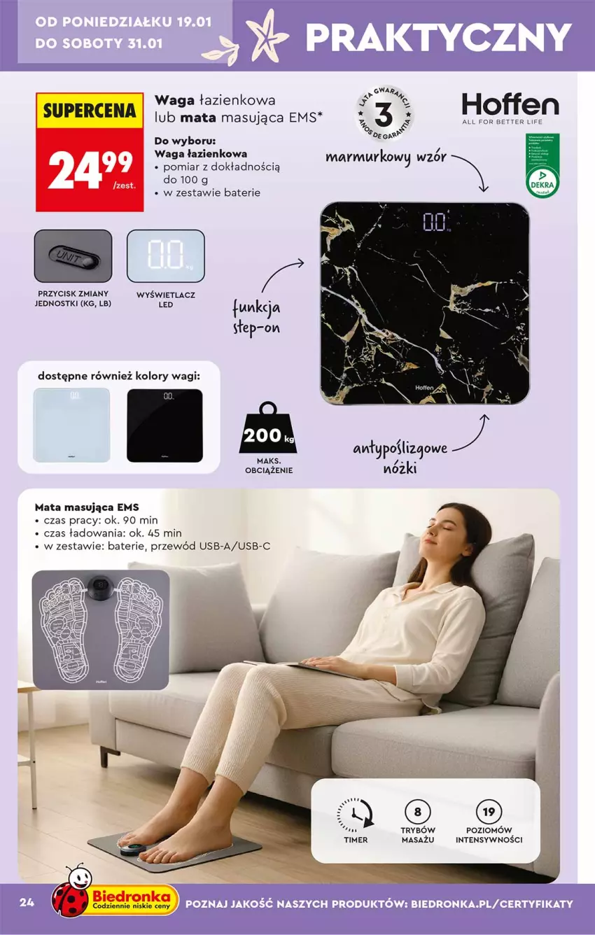 Gazetka promocyjna Biedronka - Okazje Tygodnia - ważna 17.01 do 31.01.2026 - strona 24 - produkty: Przewód, Waga, Waga łazienkowa, Wagi