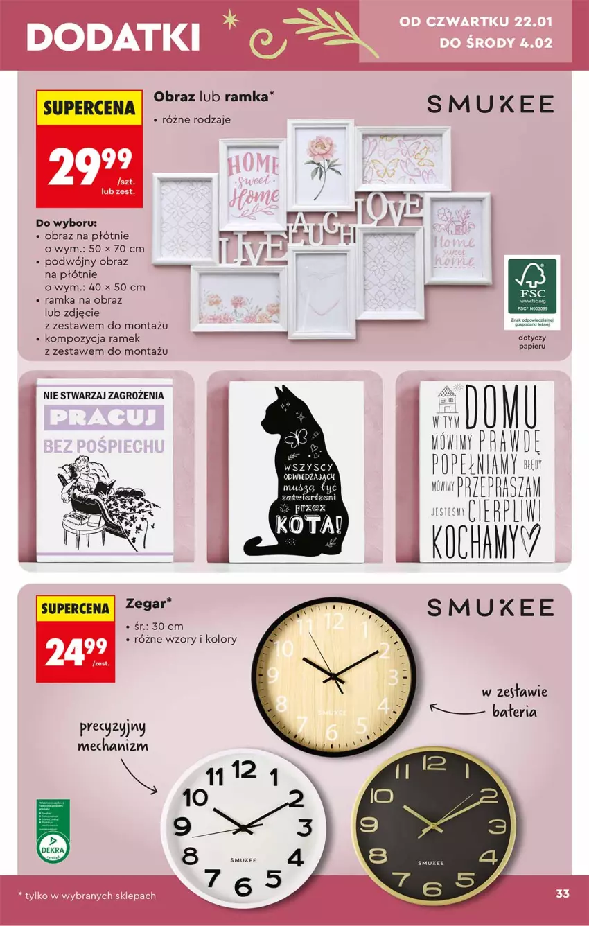 Gazetka promocyjna Biedronka - Okazje Tygodnia - ważna 17.01 do 31.01.2026 - strona 33 - produkty: Bateria, Fa, Obraz, Papier, Ramka, Zegar