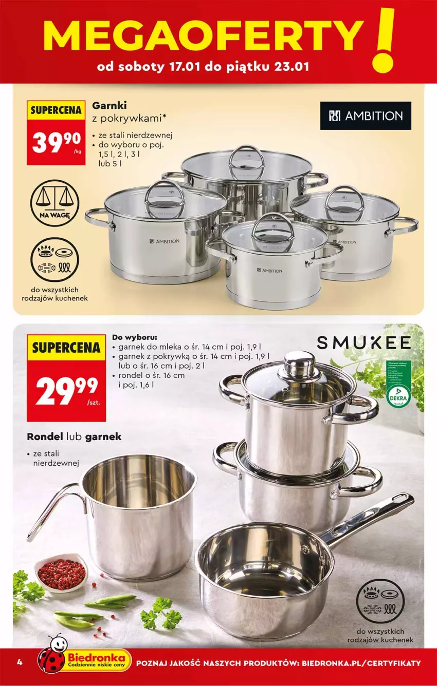 Gazetka promocyjna Biedronka - Okazje Tygodnia - ważna 17.01 do 31.01.2026 - strona 4 - produkty: Fa, Garnek, Rondel