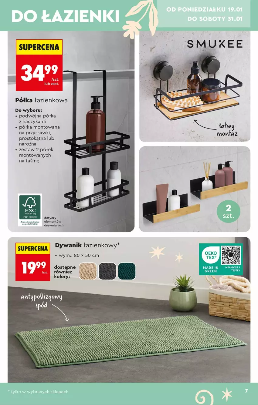 Gazetka promocyjna Biedronka - Okazje Tygodnia - ważna 17.01 do 31.01.2026 - strona 7 - produkty: Dywan, Dywanik, Dywanik łazienkowy, Haczyk, LG, Półka