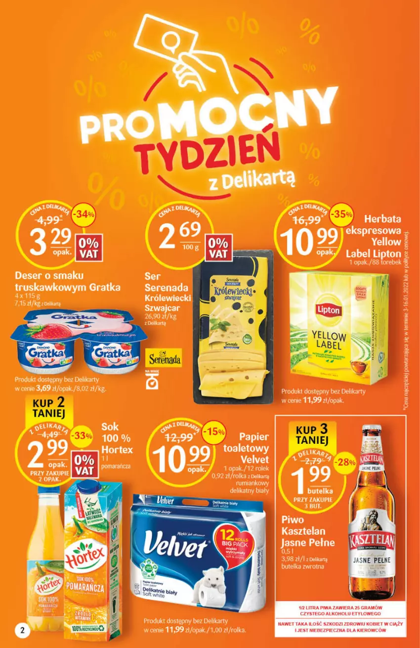 Gazetka promocyjna Delikatesy Centrum - Gazetka DC11 - ważna 17.03 do 23.03.2022 - strona 2 - produkty: Deser, Gra, Kasztelan, Lipton, Papier, Piec, Piwa, Piwo, Rum, Ser, Sok