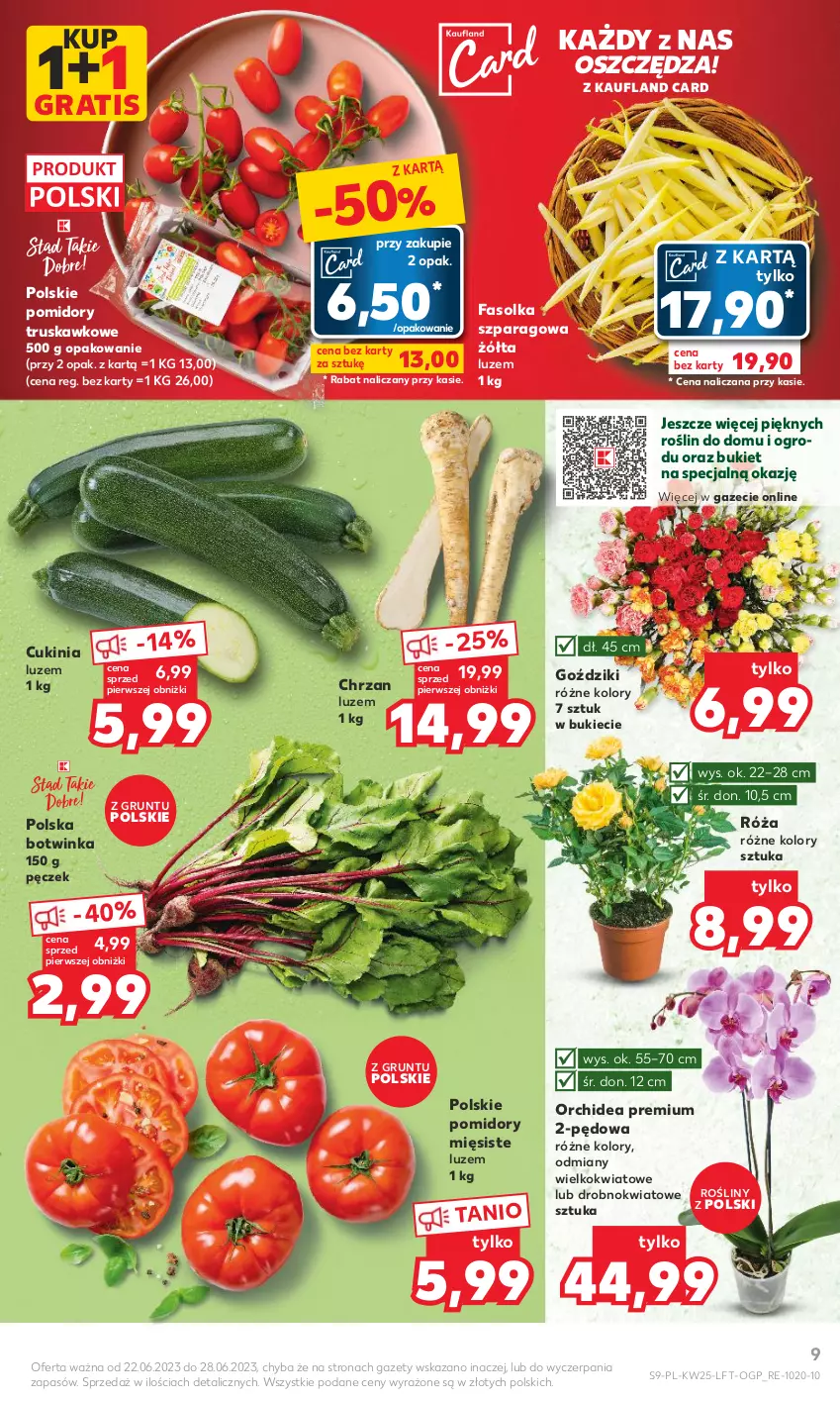 Gazetka promocyjna Kaufland - Gazetka tygodnia - ważna 22.06 do 28.06.2023 - strona 9 - produkty: Bukiet, Chrzan, Fa, Gra, Grunt, Inka, Pomidory, Róża