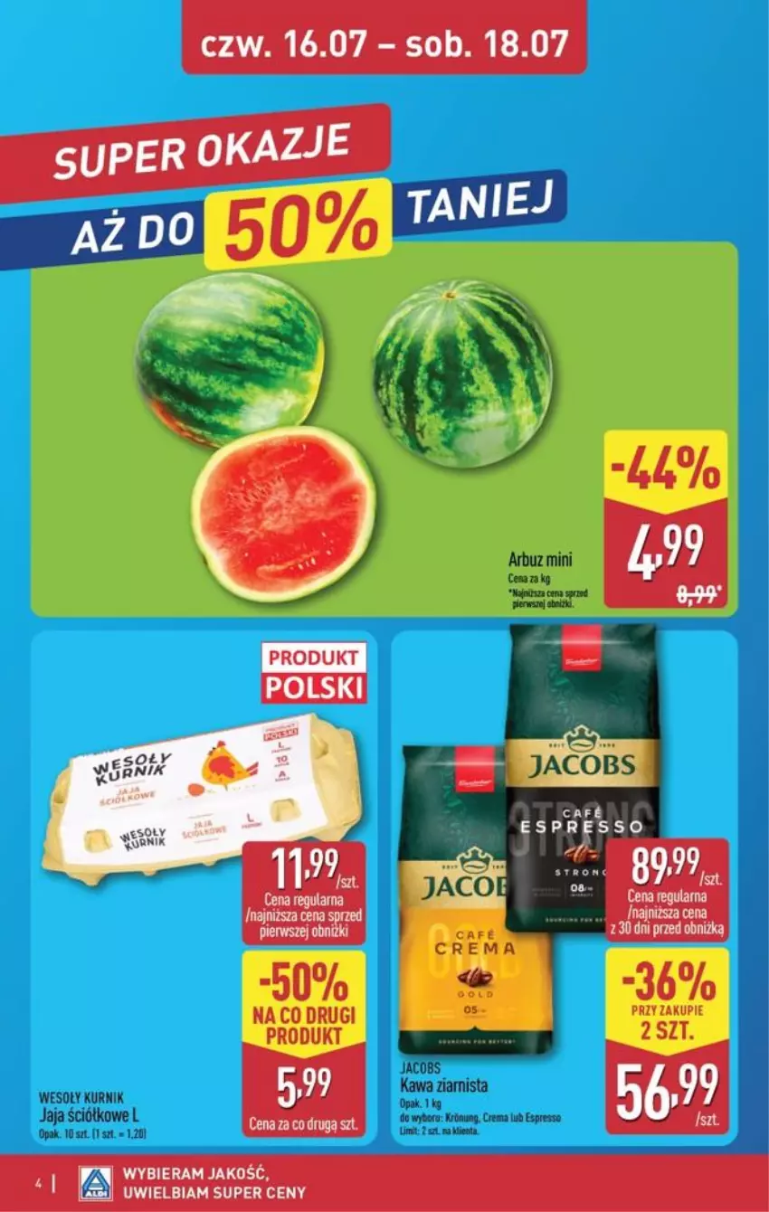 Gazetka promocyjna Aldi - Oferta weekendowa - ważna 16.07 do 18.07.2026 - strona 4 - produkty: Arbuz, Jacobs