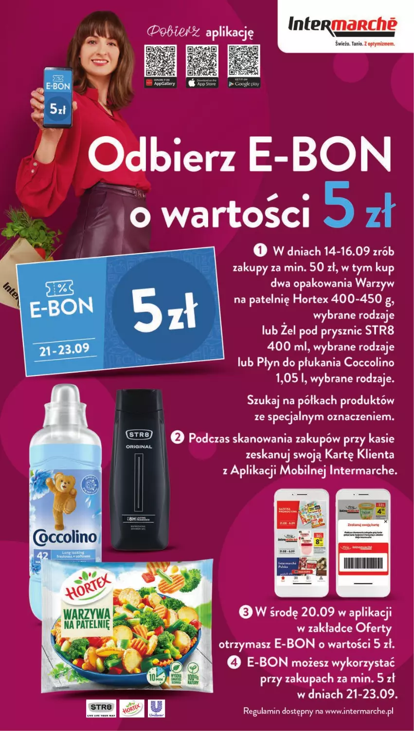 Gazetka promocyjna Intermarche - Gazetka Intermarche - ważna 14.09 do 20.09.2023 - strona 9 - produkty: Coccolino, Gin, Hortex, Płyn do płukania, Półka, Str8