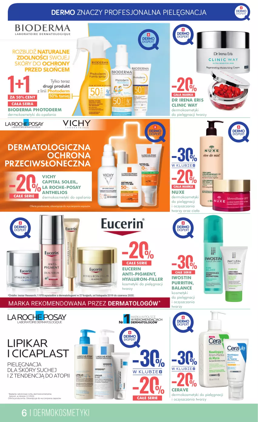 Gazetka promocyjna Super Pharm - Gazetka - ważna 20.04 do 08.05.2023 - strona 6 - produkty: Bioderma, CeraVe, Clin, Clinic Way, Helio, Iwostin, Kosmetyki do pielęgnacji, La Roche-Posay, Nuxe, Pur, Ser, Vichy