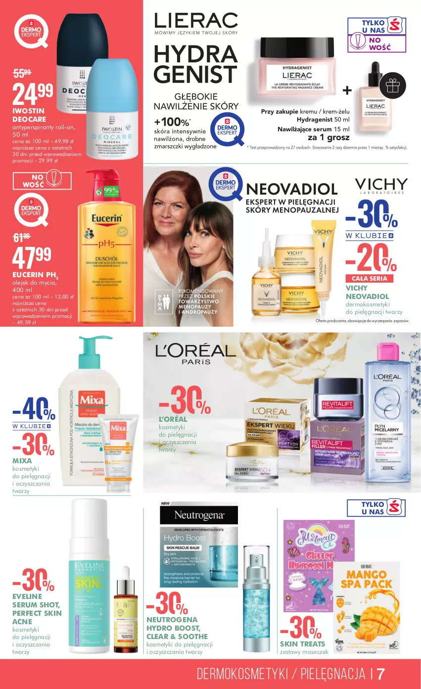 Gazetka promocyjna Super Pharm - Gazetka - ważna 20.04 do 08.05.2023 - strona 7 - produkty: Antyperspirant, Eveline, Iwostin, Kosmetyki do pielęgnacji, L’Oréal, Lierac, Mixa, Neutrogena, Olej, Rum, Ser, Serum, Vichy