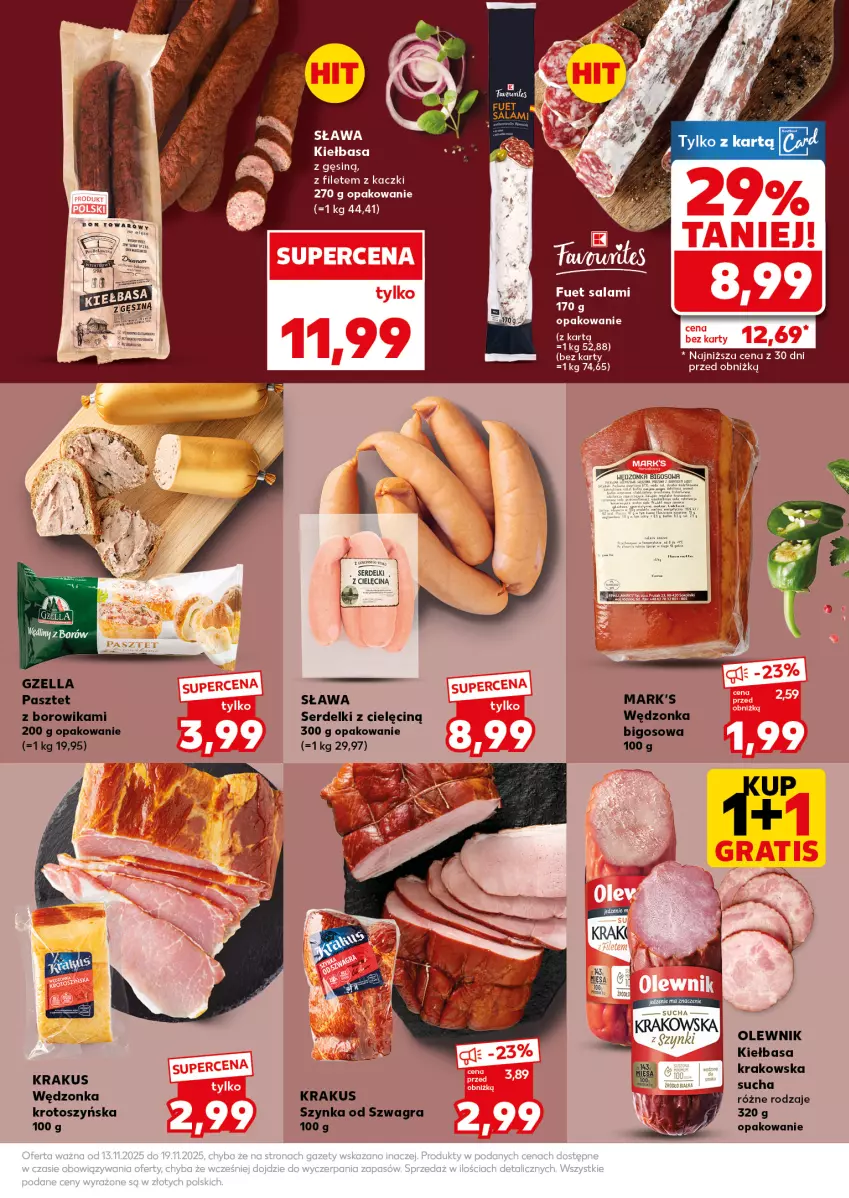 Gazetka promocyjna Kaufland - Mocny Start - ważna 17.11 do 19.11.2025 - strona 19 - produkty: Gra, Kiełbasa, Kiełbasa krakowska, Krakus, Olewnik, Pasztet, Salami, Ser, Serdelki, Szynka
