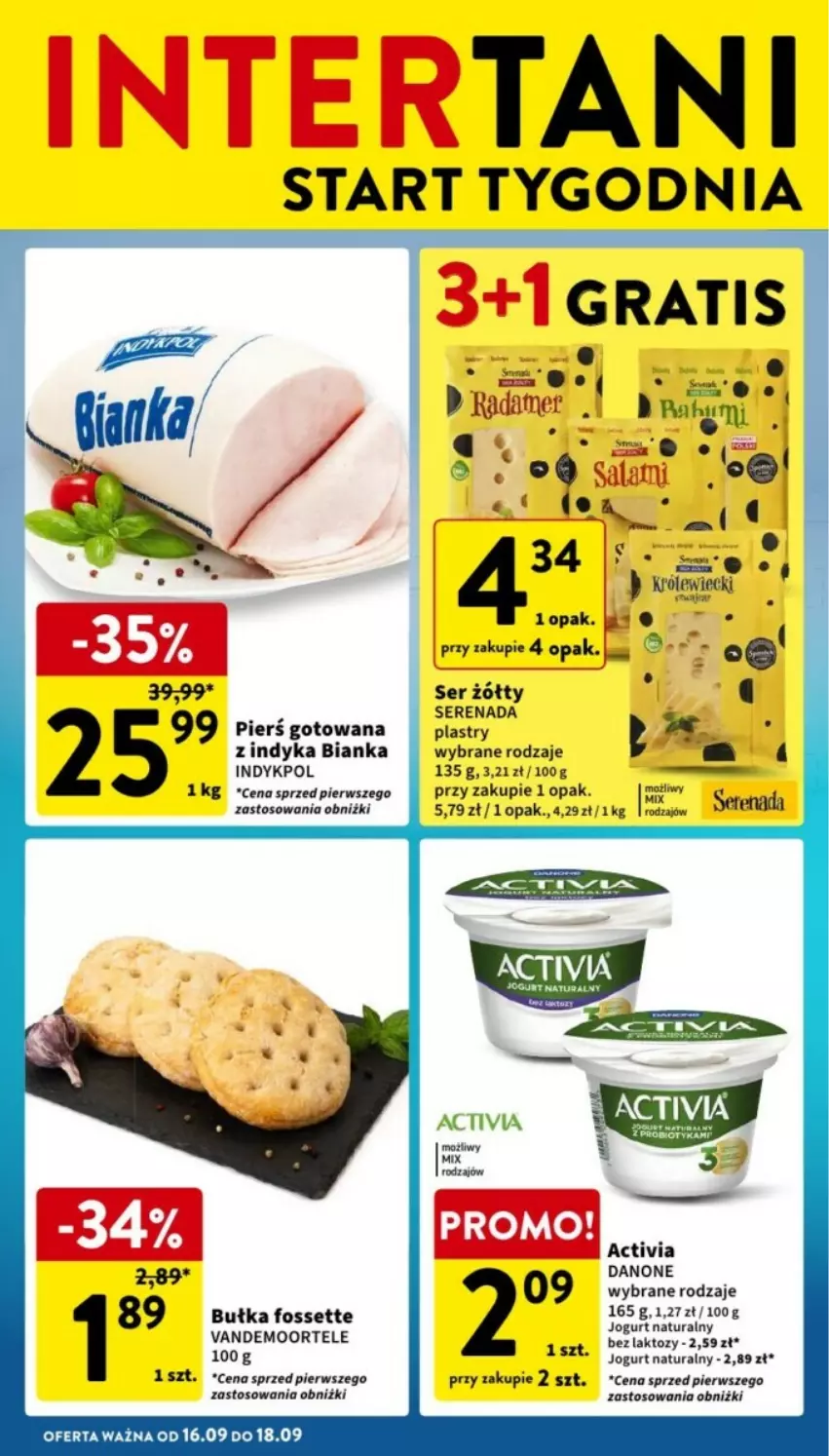 Gazetka promocyjna Intermarche - ważna 16.09 do 18.09.2024 - strona 2 - produkty: Activia, Bianka, Bułka, Danone, Gra, Jogurt, Jogurt naturalny, Ser