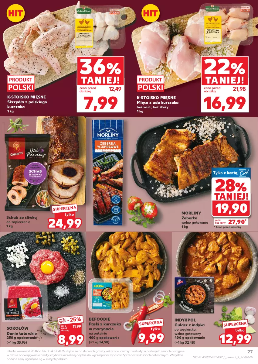 Gazetka promocyjna Kaufland - Gazetka tygodnia - ważna 26.02 do 04.03.2026 - strona 27 - produkty: Kurczak, Mięso, Mięso z uda kurczaka, Morliny, Piec, Sok, Sokołów