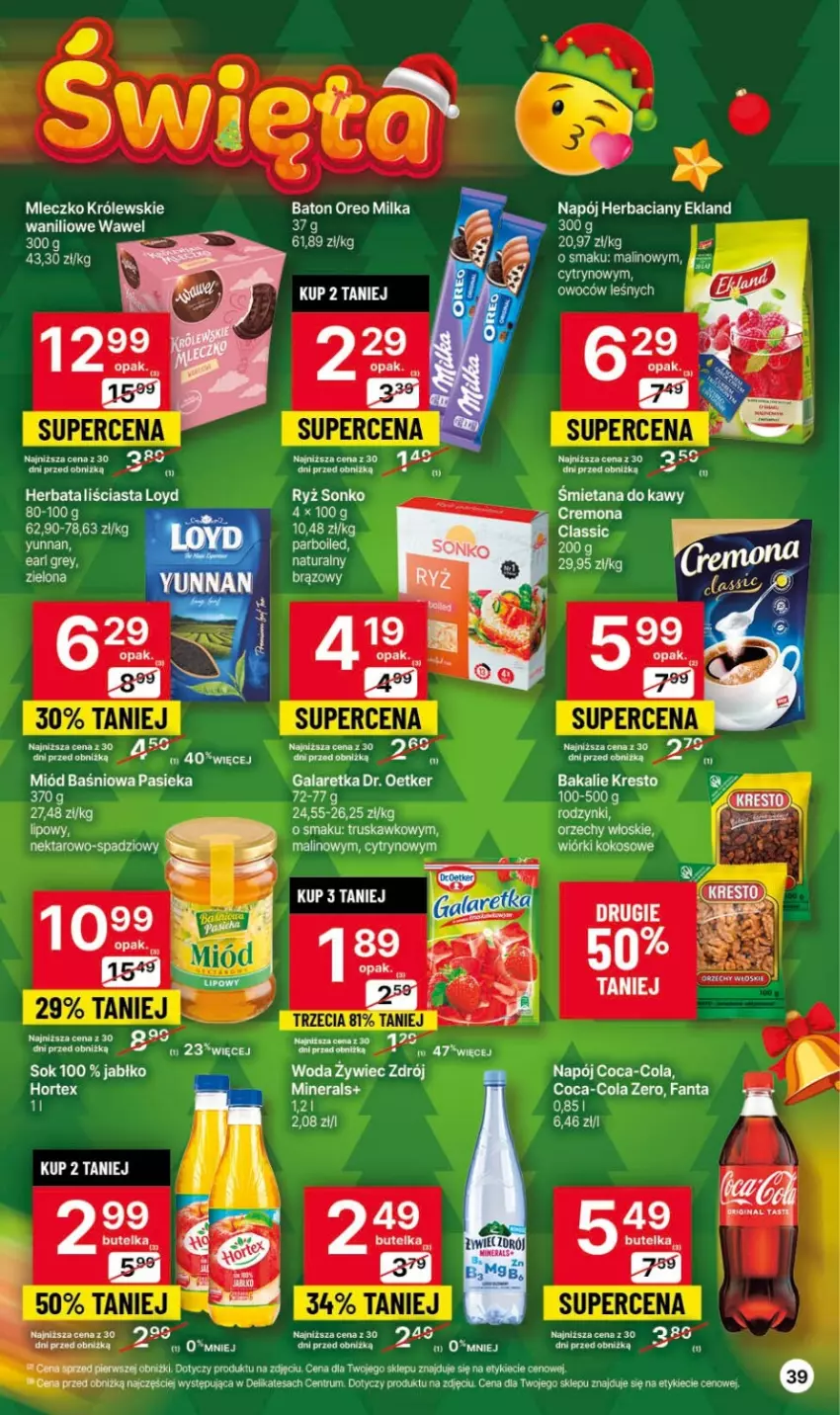 Gazetka promocyjna Delikatesy Centrum - Gazetka DC42 czw-sr - ważna 26.10 do 01.11.2023 - strona 39 - produkty: Coca-Cola, Dr. Oetker, Fa, Fanta, Gala, Galaretka, Herbata, Kokos, Królewski, Loyd, Miód, Mleczko, Napój, Orzechy włoskie, Rum, Ryż, Sonko, Wawel, Wiórki kokosowe, Woda