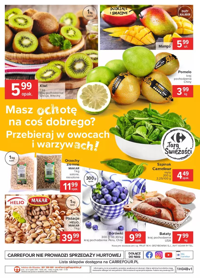 Gazetka promocyjna Carrefour - Gazetka Carrefour - ważna 25.01 do 01.02.2021 - strona 4 - produkty: Helio, HP, Kiwi, Mango, O nas, Pistacje, Pomelo, Siatka, Szpinak