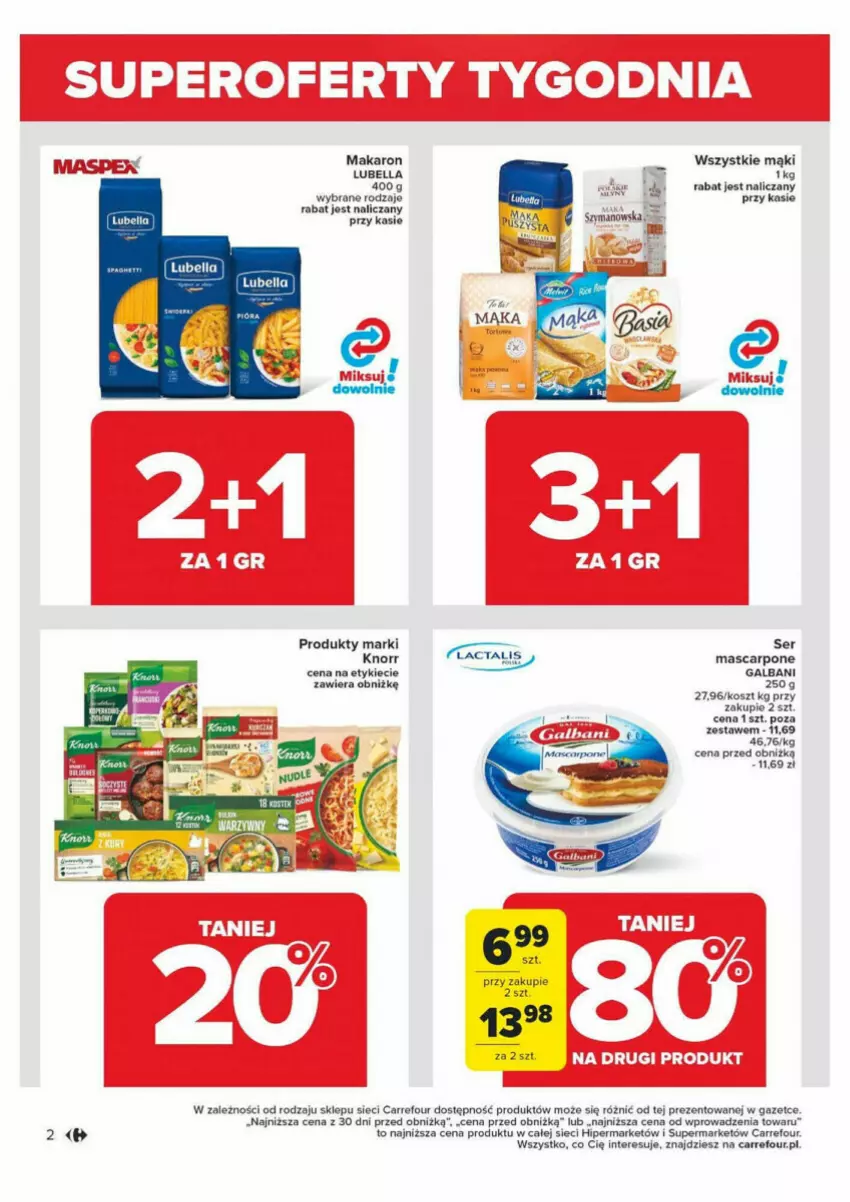 Gazetka promocyjna Carrefour - ważna 18.03 do 24.03.2024 - strona 12 - produkty: Bell, Bella, Brugi, Knorr, Kosz, Lubella, Makaron, Mascarpone, Ser