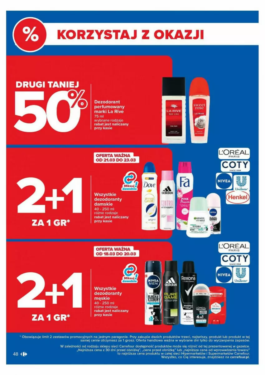 Gazetka promocyjna Carrefour - ważna 18.03 do 24.03.2024 - strona 43 - produkty: Dezodorant, La Rive, Perfum