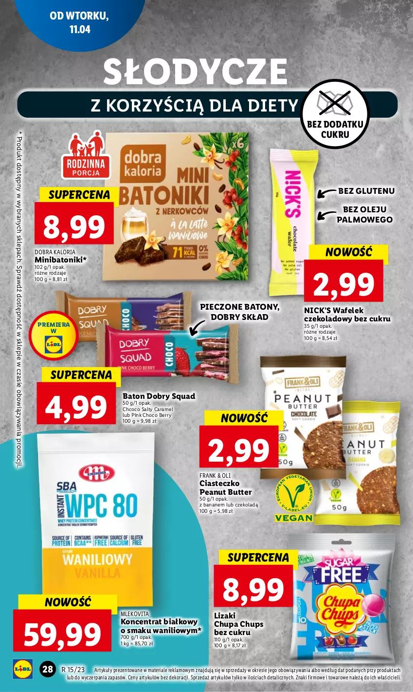 Gazetka promocyjna Lidl - GAZETKA - ważna 11.04 do 12.04.2023 - strona 32 - produkty: Baton, Chupa Chups, Lizaki, Mleko, Mlekovita, Olej, Piec, Squad, Tonik, Wafelek