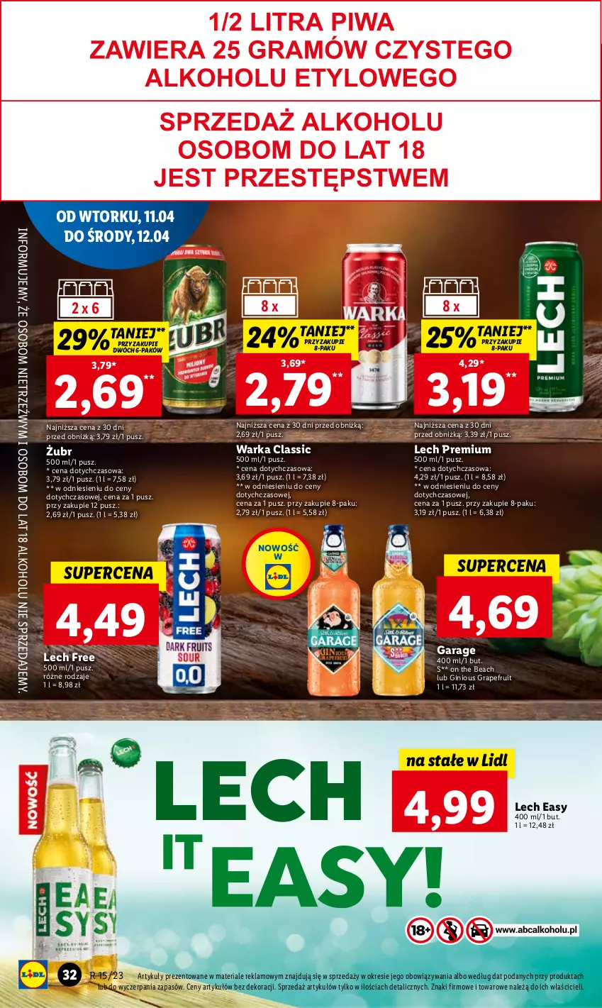 Gazetka promocyjna Lidl - GAZETKA - ważna 11.04 do 12.04.2023 - strona 38 - produkty: Gin, Gra, Lech Premium, Warka