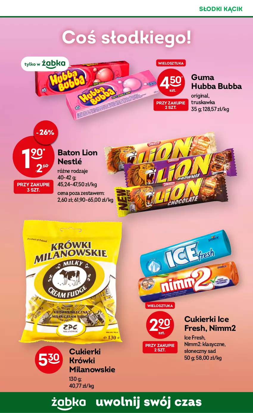 Gazetka promocyjna Żabka - ważna 26.04 do 09.05.2023 - strona 52 - produkty: Baton, Cukier, Cukierki, Gin, Lion, Nestlé, Nimm2