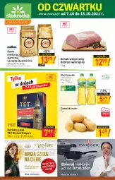 Gazetka promocyjna Stokrotka - Market - Gazetka - ważna od 13.10 do 13.10.2021 - strona 1 - produkty: Kujawski, Brit, Kawa mielona, Kawa, Ziemniaki, Schab wieprzowy, Lavazza, Herbata, Olej
