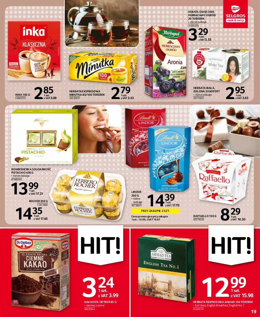 Gazetka promocyjna Selgros - Oferta spożywcza - ważna 10.11 do 24.11.2021 - strona 19 - produkty: Dr. Oetker, Earl Grey, Fa, Herbata, Inka, Kakao, Lindor, Ogród, Raffaello