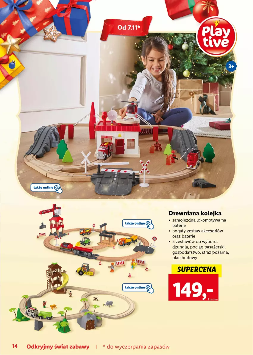 Gazetka promocyjna Lidl - KATALOG ZABAWKI - ważna 07.11.2022 do 06.01.2023 - strona 14 - produkty: Drewniana kolejka, Kolejka, Olej, Pociąg, Pociąg pasażerski, Straż pożarna