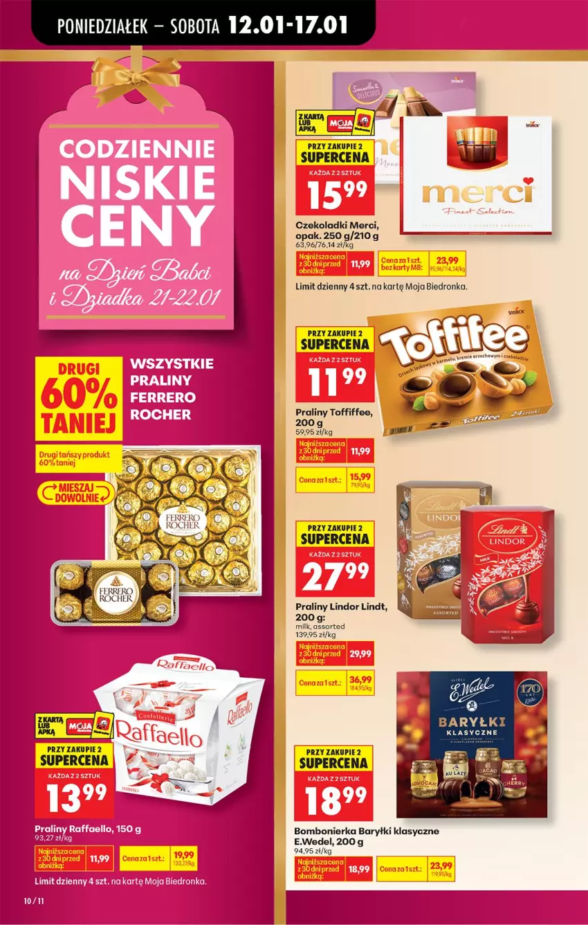 Gazetka promocyjna Biedronka - Gazetka - ważna 12.01 do 19.01.2026 - strona 12 - produkty: Baryłki, Lindor, Lindt, Merci, Praliny