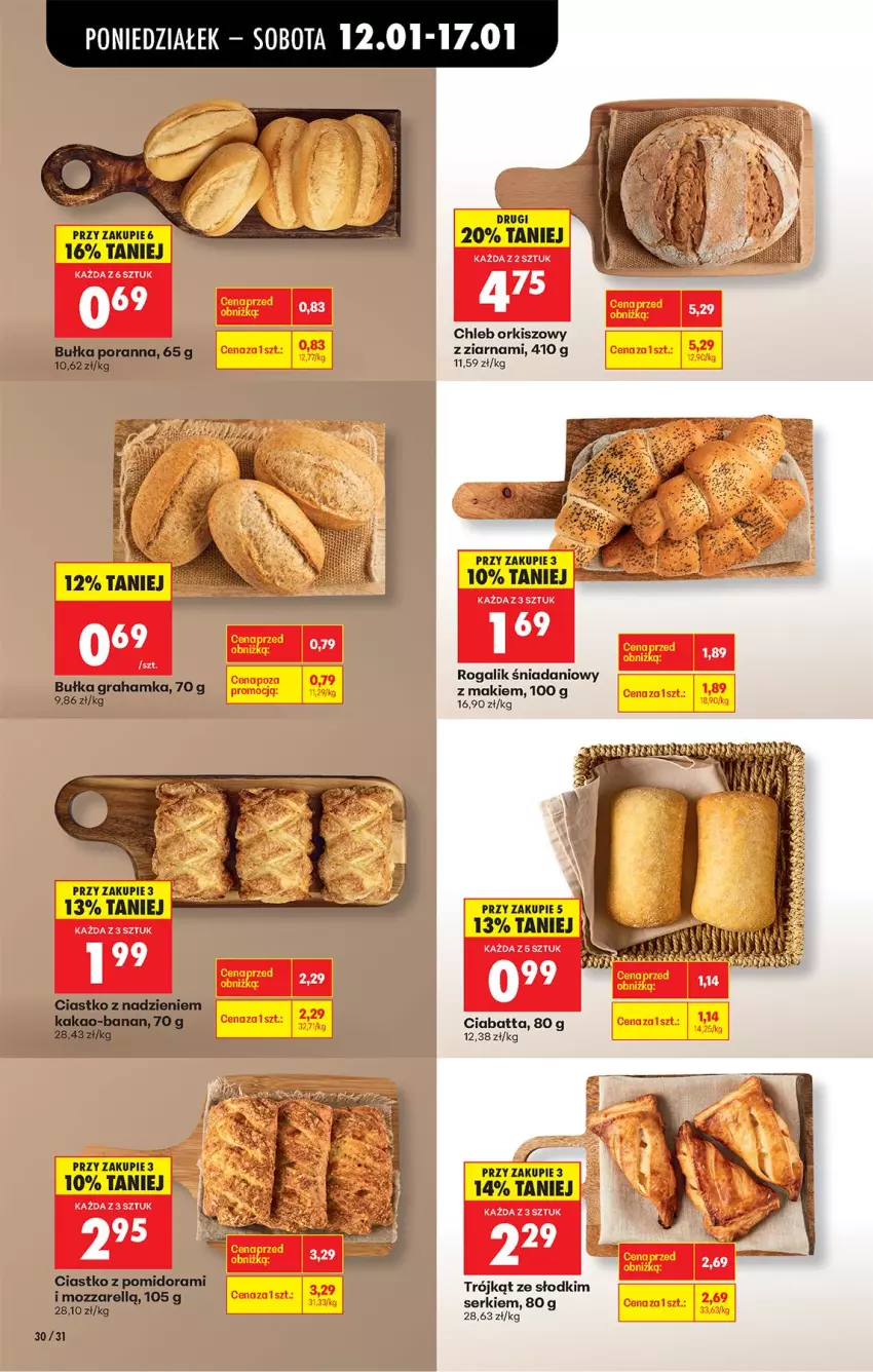 Gazetka promocyjna Biedronka - Gazetka - ważna 12.01 do 19.01.2026 - strona 38 - produkty: Bułka, Bułka grahamka, Chleb, Ciabatta, Danio, Gra, Kakao, Por, Rogal, Ser