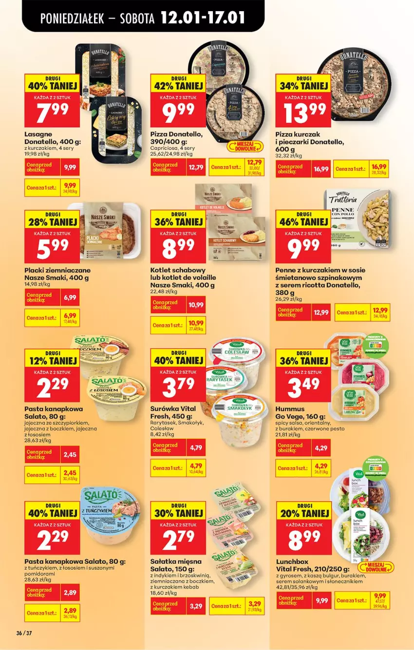 Gazetka promocyjna Biedronka - Gazetka - ważna 12.01 do 19.01.2026 - strona 44 - produkty: Buraki, Gyros, Hummus, Kebab, Kotlet, Kurczak, Lack, Mus, Penne, Pesto, Piec, Pizza, Ricotta, Sałat, Sałatka, Salsa, Ser, Solan, Sos, Surówka, Szpinak, Tuńczyk
