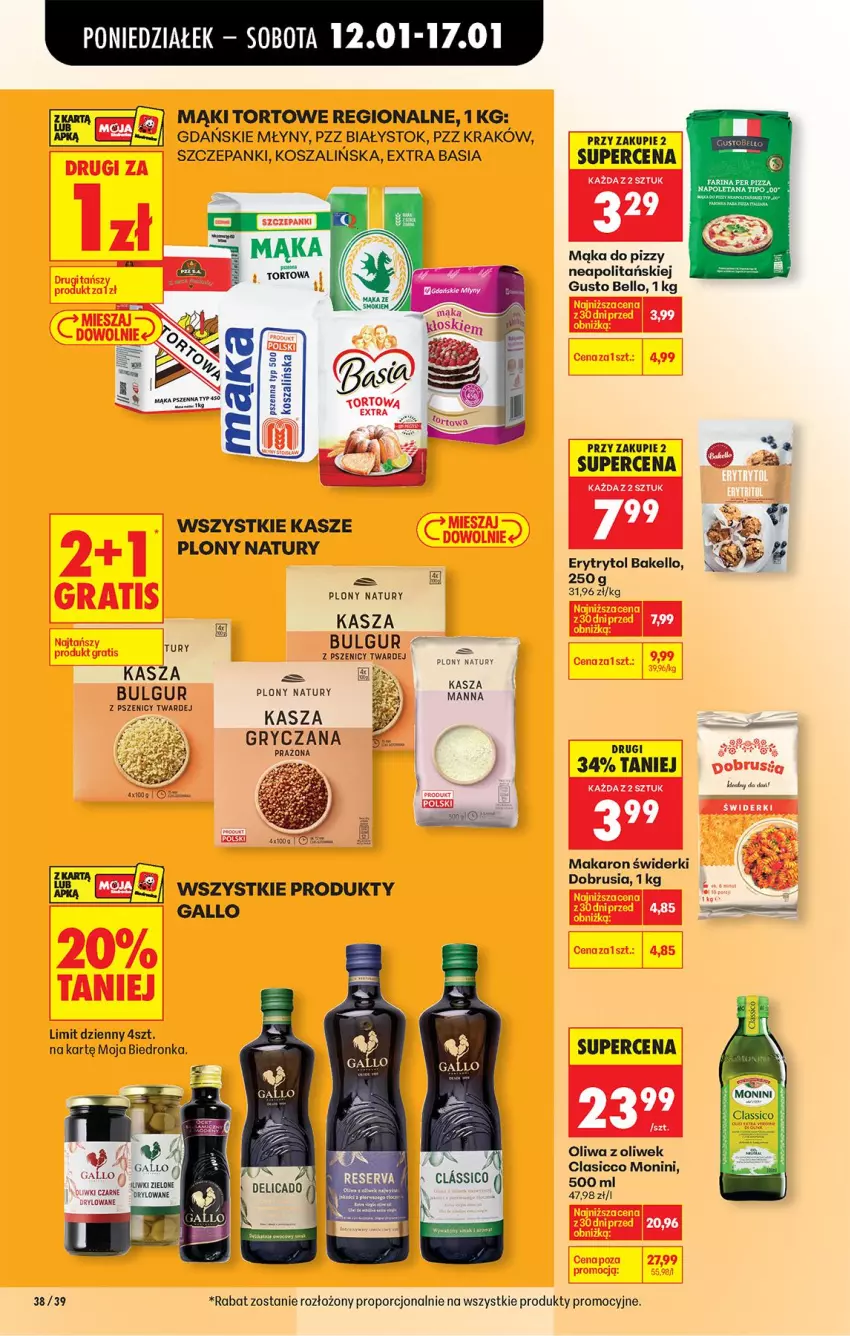Gazetka promocyjna Biedronka - Gazetka - ważna 12.01 do 19.01.2026 - strona 46 - produkty: Basia, Bell, Bulgur, Fa, Gra, Gry, Kasza, Kosz, LG, Mąka, Mąka do pizzy, Makaron, Monini, Obrus, Oliwa, Oliwa z oliwek, Pizza, Por, Ser, Szal