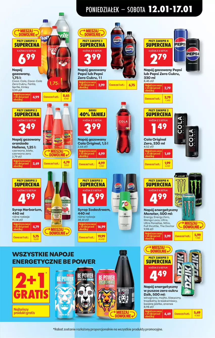 Gazetka promocyjna Biedronka - Gazetka - ważna 12.01 do 19.01.2026 - strona 61 - produkty: Ananas, Coca-Cola, Fa, Fanta, Full Throttle, Gin, Hellena, Mango, Napój, Napój energetyczny, Napój gazowany, Pepsi, Sprite, Syrop, Wino