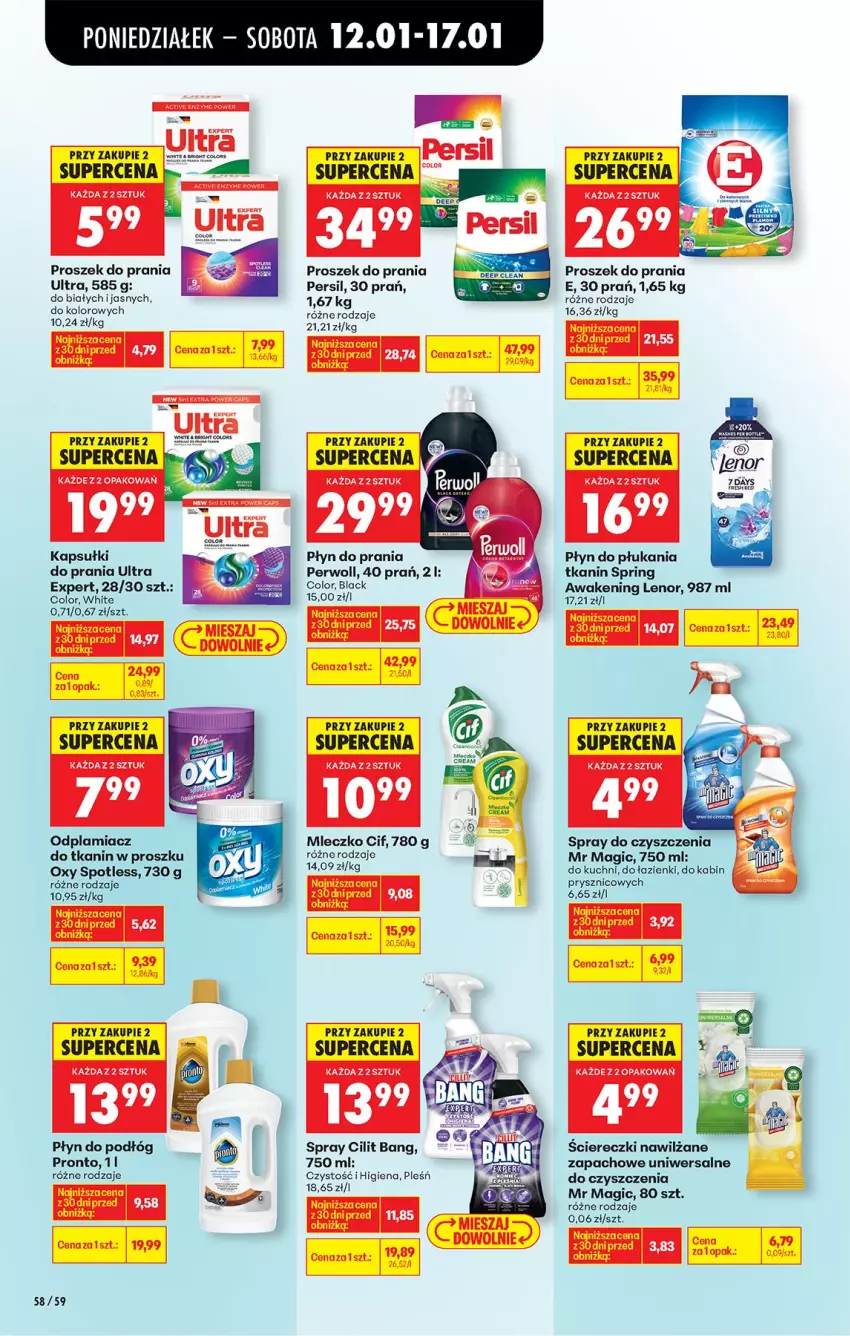 Gazetka promocyjna Biedronka - Gazetka - ważna 12.01 do 19.01.2026 - strona 70 - produkty: Cif, Fa, Lack, Lenor, Mleczko, Odplamiacz, Persil, Perwoll, Płyn do płukania, Płyn do prania, Pronto, Proszek do prania, Spray do czyszczenia, Top