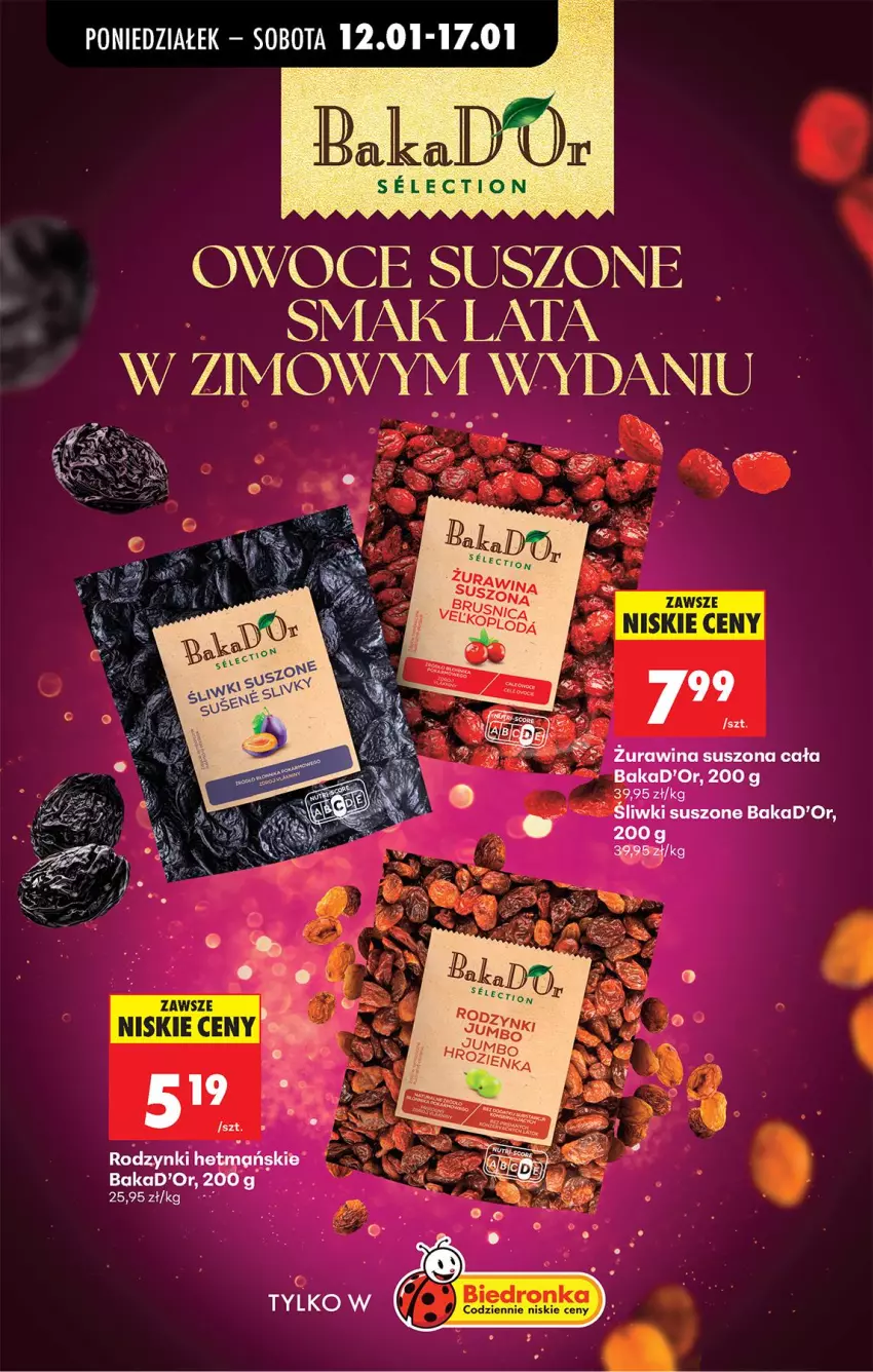 Gazetka promocyjna Biedronka - Gazetka - ważna 12.01 do 19.01.2026 - strona 76 - produkty: Owoce, Owoce suszone, Rodzynki