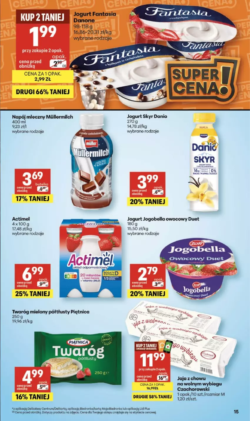 Gazetka promocyjna Delikatesy Centrum - Franczyza DC09 Czwartek - ważna 26.02 do 04.03.2026 - strona 15 - produkty: Actimel, Bell, Bella, Danio, Danone, Fa, Fanta, Jaja, Jogobella, Jogurt, Koc, Napój, Napój mleczny, Piątnica, Rum, Twaróg