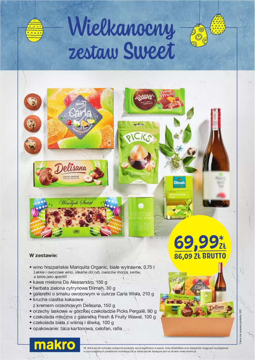 Gazetka promocyjna Makro - [Oferta specjalna] Prezenty na Wielkanoc - gotowe zestawy świąteczne - ważna 01.03 do 02.04.2021 - strona 9 - produkty: Ciastka, Czekolada, Czekolada mleczna, Dilmah, Fa, Gala, Galaretki, Herbata, Isana, Kakao, Kawa, Kawa mielona, Ser, Taca, Wawel, Wino