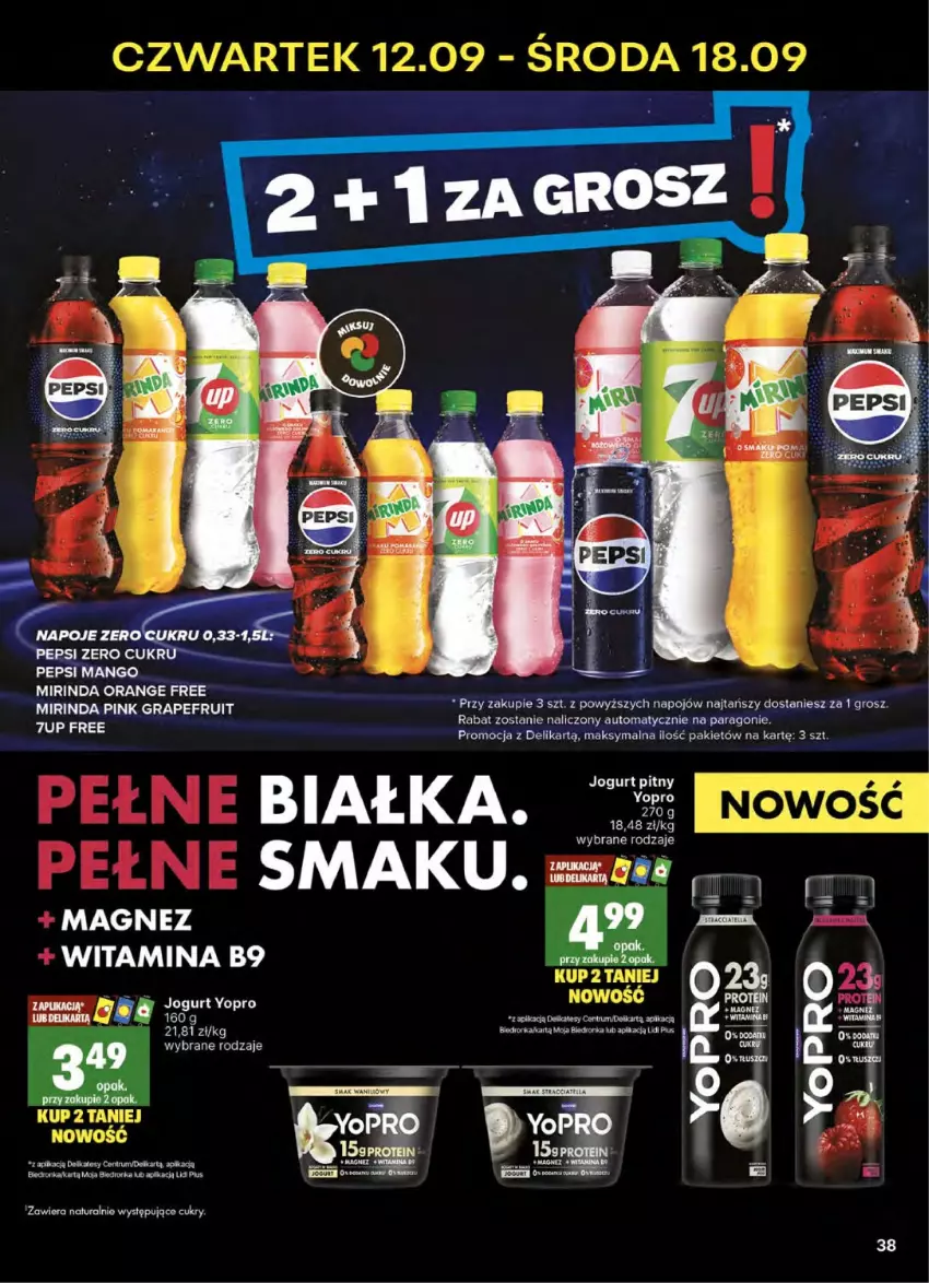 Gazetka promocyjna Delikatesy Centrum - NOWA GAZETKA Delikatesy Centrum od 12 września! 12-18.09.2024 - ważna 12.09 do 18.09.2024 - strona 38 - produkty: 7up, Gra, Jogurt, Magnez, Mango, Mirinda, Orka, Pepsi, Rum