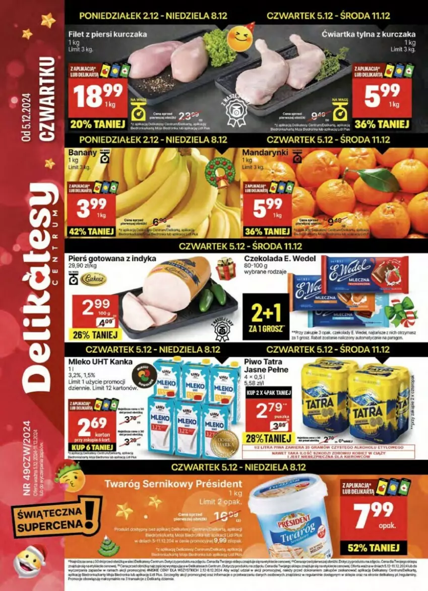 Gazetka promocyjna Delikatesy Centrum - ważna 05.12 do 11.12.2024 - strona 1 - produkty: Czekolada, E. Wedel, Filet z piersi kurczaka, Kurczak, Rum, Ser, Twaróg