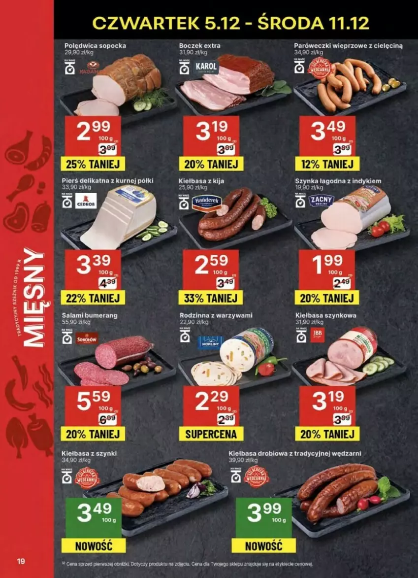 Gazetka promocyjna Delikatesy Centrum - ważna 05.12 do 11.12.2024 - strona 11 - produkty: Bumerang, Fa, Kiełbasa, Kiełbasa szynkowa, Salami, Warzywa