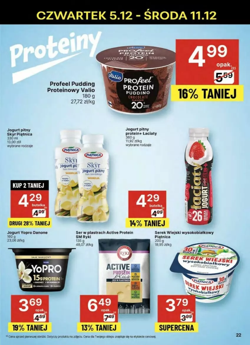 Gazetka promocyjna Delikatesy Centrum - ważna 05.12 do 11.12.2024 - strona 15 - produkty: Danone, Jogurt, Jogurt pitny, Piątnica, Pudding, Ser, Serek, Serek wiejski, Sok, Top