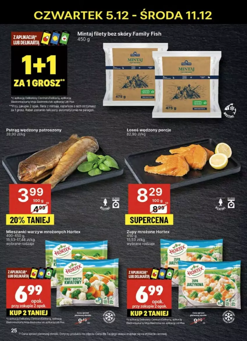 Gazetka promocyjna Delikatesy Centrum - ważna 05.12 do 11.12.2024 - strona 18 - produkty: Fa, Hortex, Mintaj, Por, Pstrąg, Pstrąg wędzony