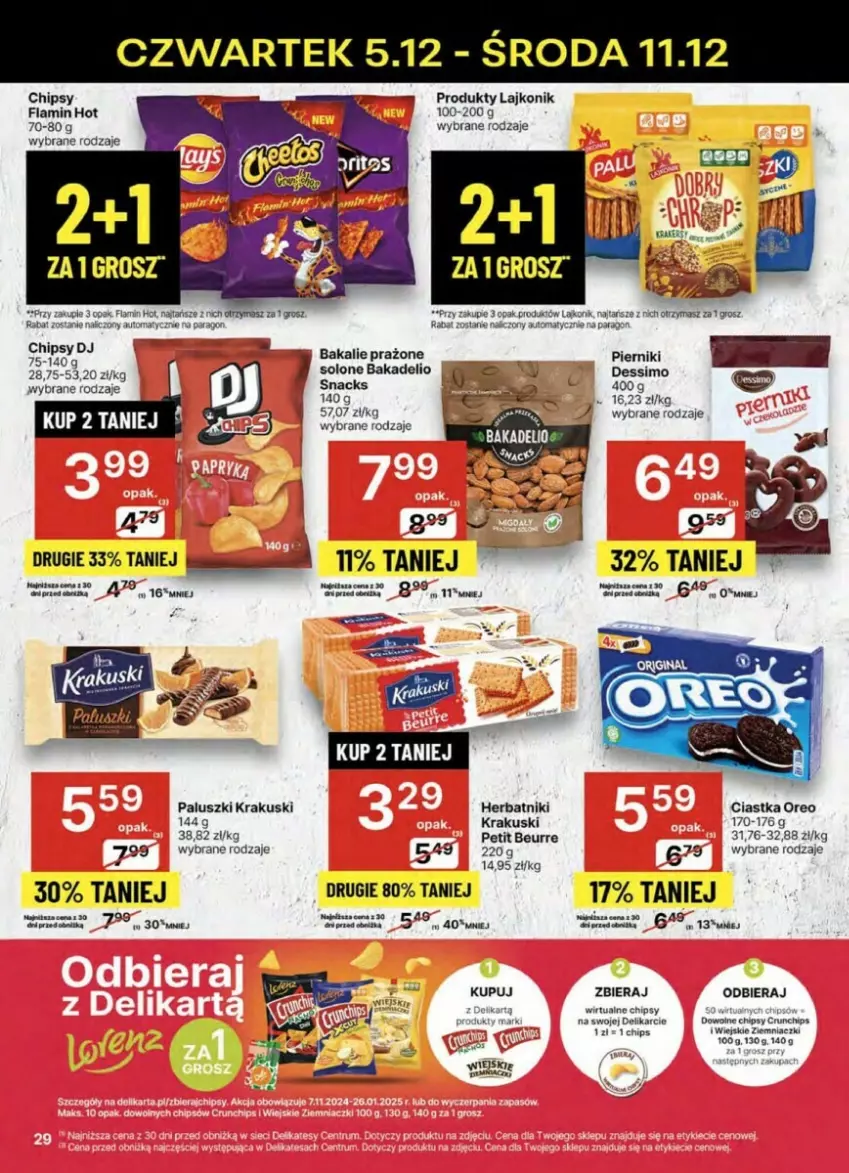 Gazetka promocyjna Delikatesy Centrum - ważna 05.12 do 11.12.2024 - strona 22 - produkty: Chipsy, Ciastka, Crunchips, Herbatniki, Krakus, Krakuski, Lajkonik, Oreo, Piernik